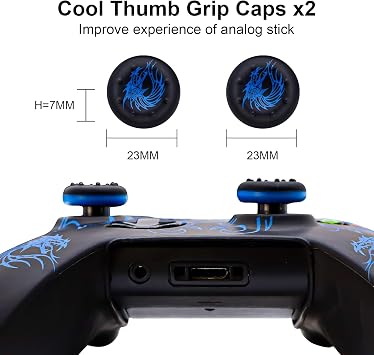 Controller Skin for Xbox-One, BRHE Anti-Slip Silicone Cover Protector Case Accessories Set for Microsoft Xbox 1 Wireless/Wired Gamepad Joystick with 2 Thumb Grips Caps (Blue)