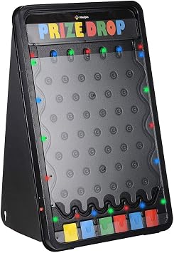 ZeHuoGe 19x30 Prize Drop Boards Disk Game with LED Lights Foldable Stand Customizable 6 Slots with 10 Pucks for Live Stream Carnival Tradeshow Party