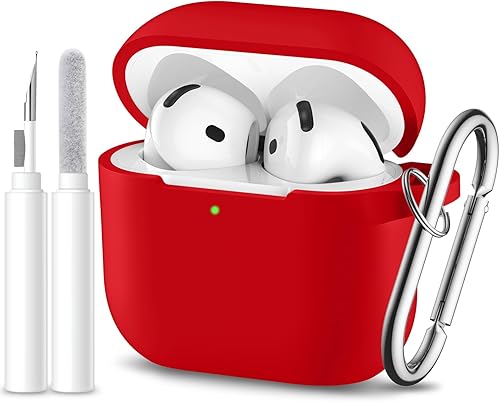Vista 11 de Funda protectora completa de silicona suave para AirPods 4 con llavero y kit de limpieza, compatible con Apple Airpods 4 para mujeres y hombres