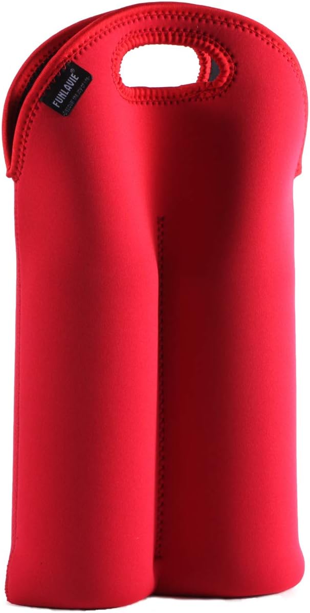 2 Bottles Wine Bag Wine Totes Neoprene Wine Sleeve Tote for Wine,Water, Champagne, Beer Bottles 14.5 x 9.5 Inches,Red
