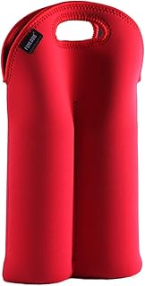 2 Bottles Wine Bag Totes Neoprene Sleeve for Wine, Water, Champagne, Beer - 14.5 x 9.5 Inches, Red