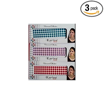 Colors Bindi-Bridal colection Sky Blue Light Violet Red Colour Round Shape Medium Size Bindi for Women & Girls (Size- 4mm) Pack of 3