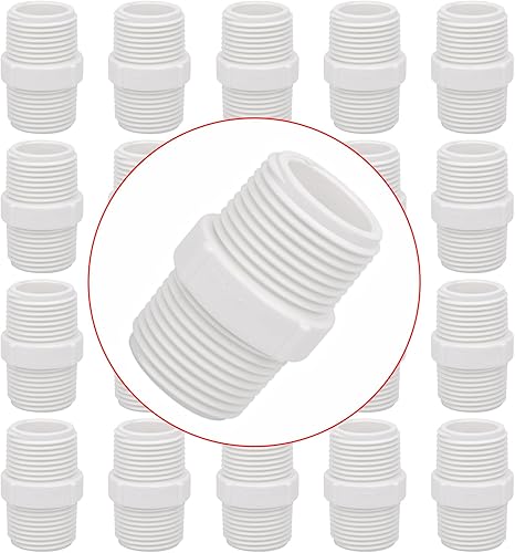 Paquete de 20 adaptadores de acoplamiento de rosca macho de PVC de 1 pulgada para tubería de tubería de rosca, uso doméstico o industrial, horario