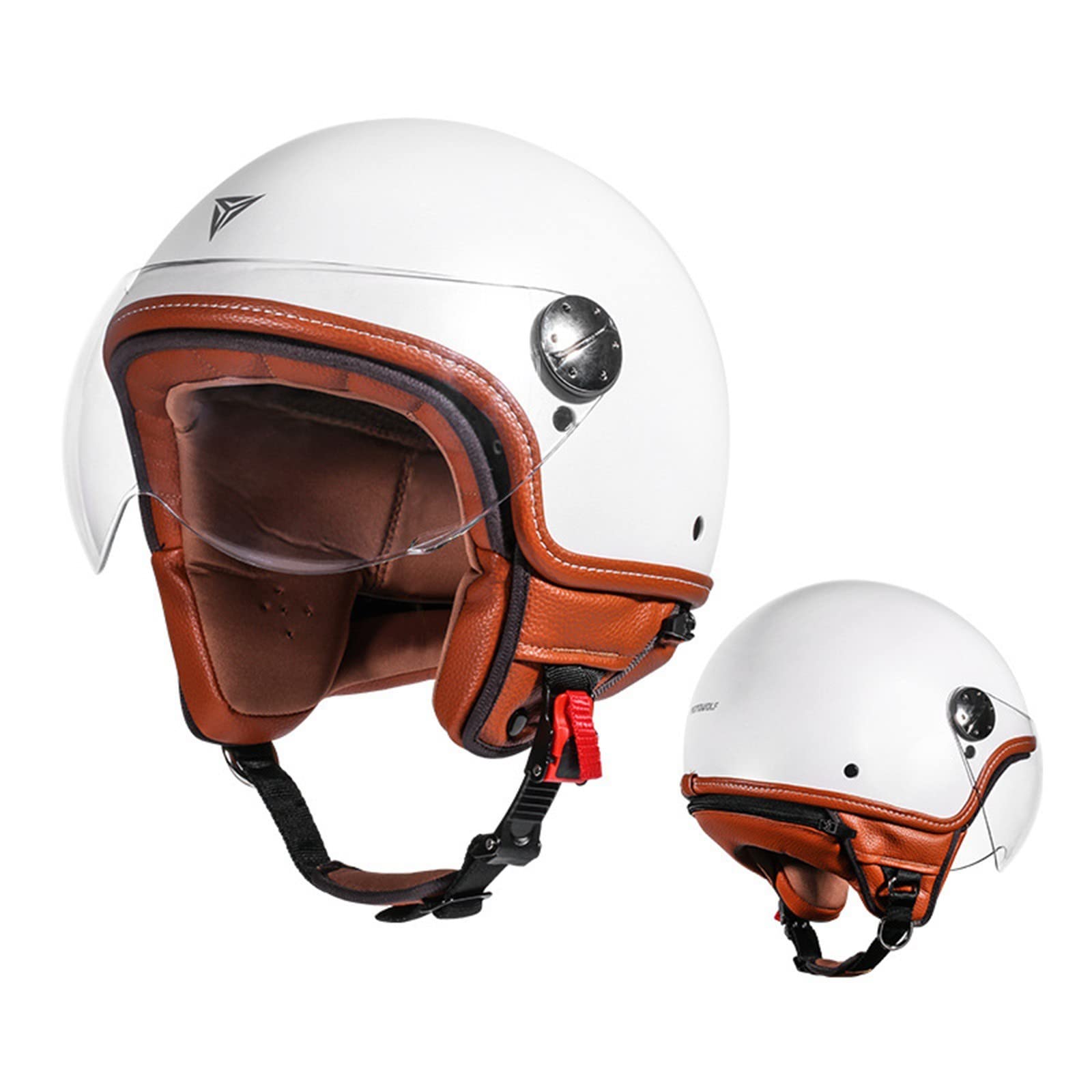 Casco Jet, Casco Piloto Vintage Casco Scooter Adulto Cara Abierta Casco Moto Certificado ECE J,Medium