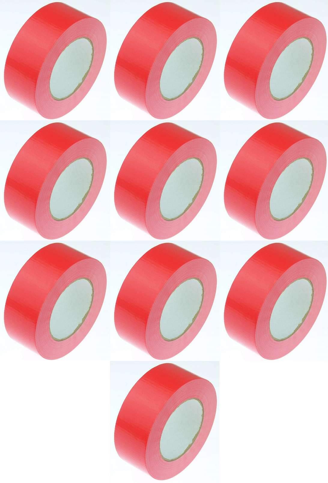 10 Rollen Gewebeband 50 m x 48 mm ROT - Panzerband Steinband Gaffa Tape Reparaturband
