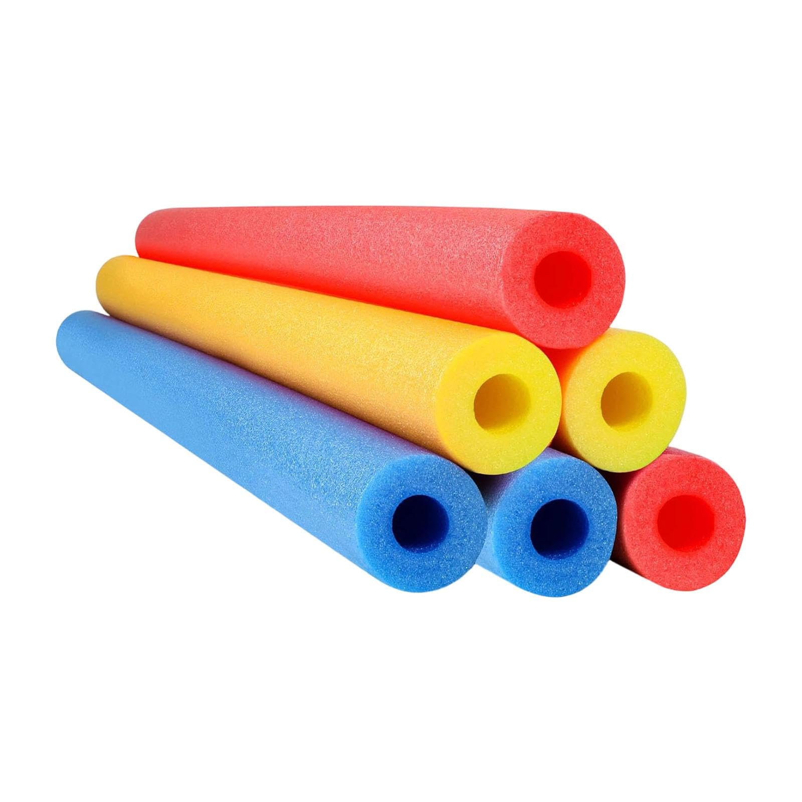 Ronyme 2Pcs Floating Pool Noodles Swimming Pool Floats Beach Training Devices Reusable Hollow Tubes Swim Noodles for Trip Exercise (6PCS 3 Colors)