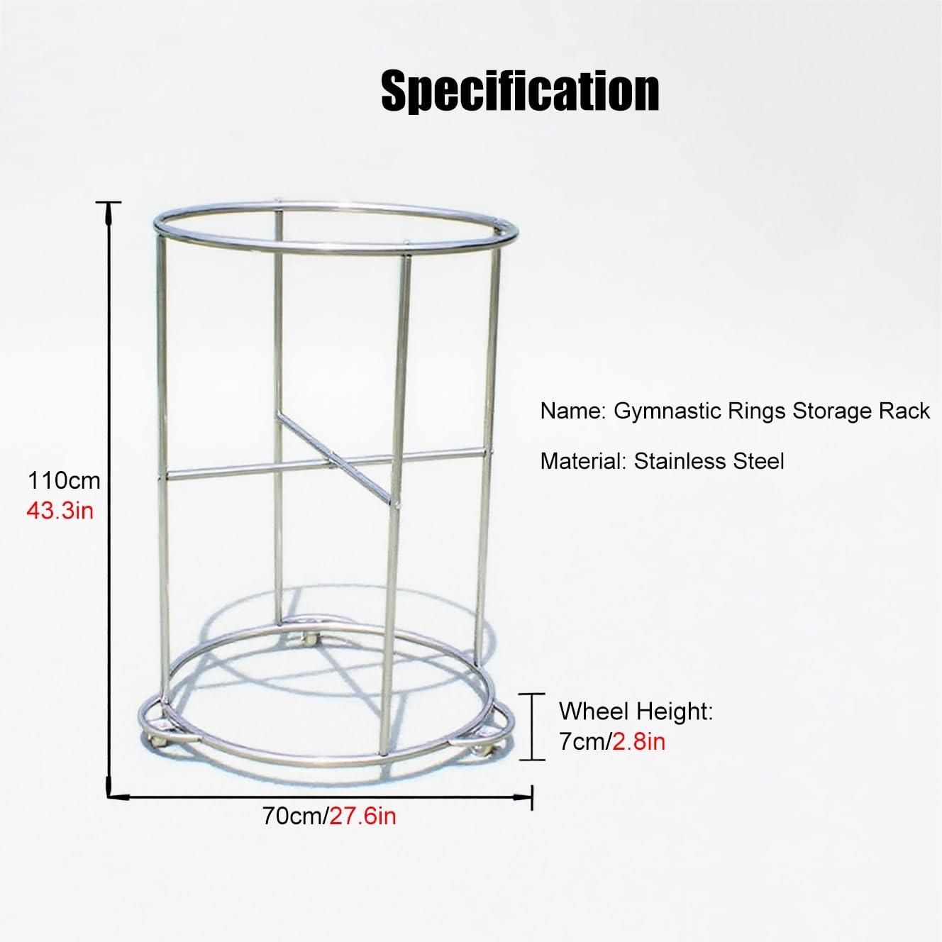 Supporto per Hula Hoop Supporto per cerchio sportivo mobile, supporto per hula hoop indipendente con ruote, espositore per anelli da ginnastica per scuole