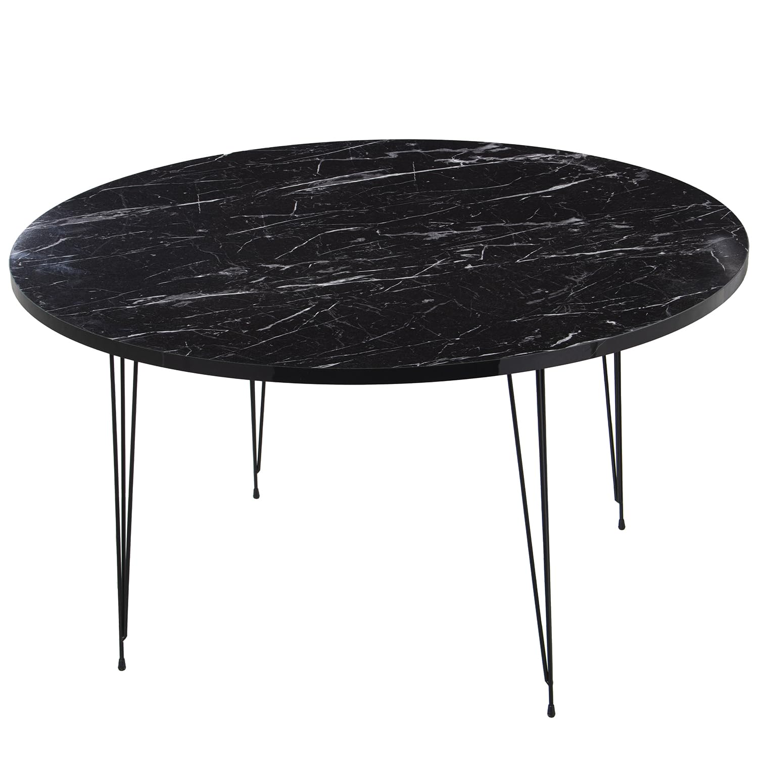 Table basse ronde marbre noir 89cm pour vos soirées conviviales en famille