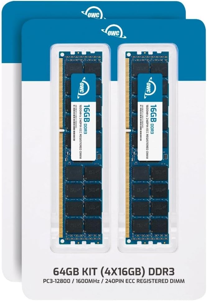 OWC 64GB (4x16GB) DDR3L 1600 PC3L-12800 CL11 2Rx4 240-pin 1.35V ECC Registered RDIMM Memory RAM Module Upgrade Kit for Select Workstations or Servers