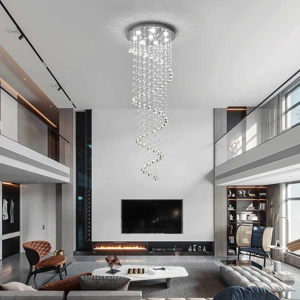 SM Saint Mossi Modern K9 Crystal Spral Raindrop Chandelier Lighting ...