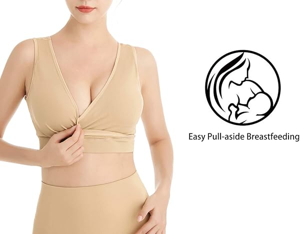 Lemef Nursing Sleep Bras Wirefree Maternity Breastfeeding Bras 3 Pack - 5