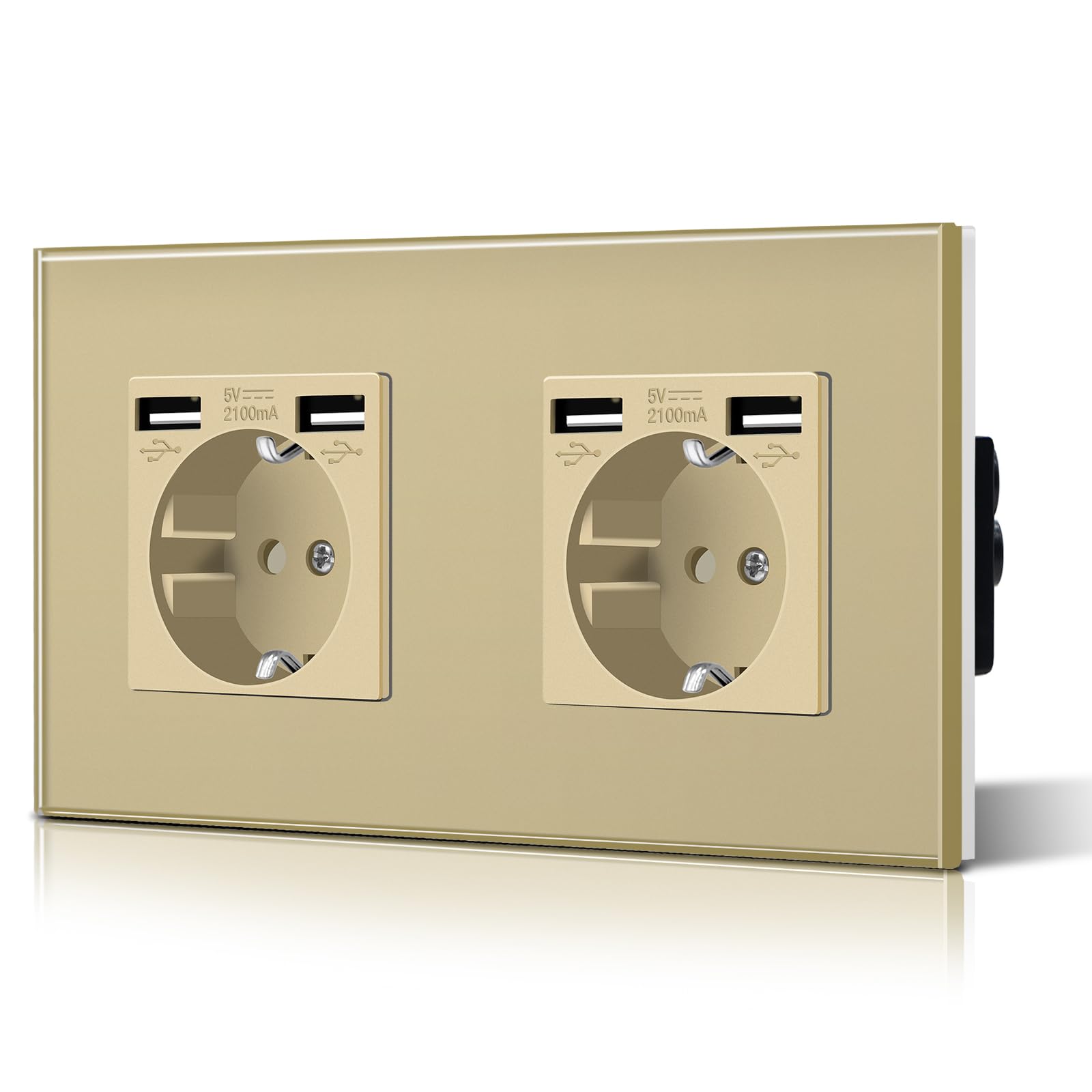 BSEED Enchufe de Pared con USB C,Enchufes Dobles Empotrados con Cristal,Toma de Corriente,Seguridad infantil,Fácil de Instalar,M Serie,2 Enchufes con USB y Tipo C,157mm Blanco — view 12