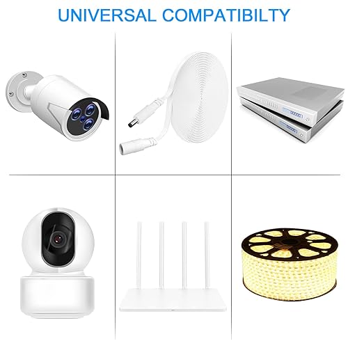 Miniatura 2 de Cable de extensión de alimentación CC de WILDHD 6.1 m 2.1 mm × 5.5 mm, cable de extensión de alimentación universal de 12 V CC para cámara de