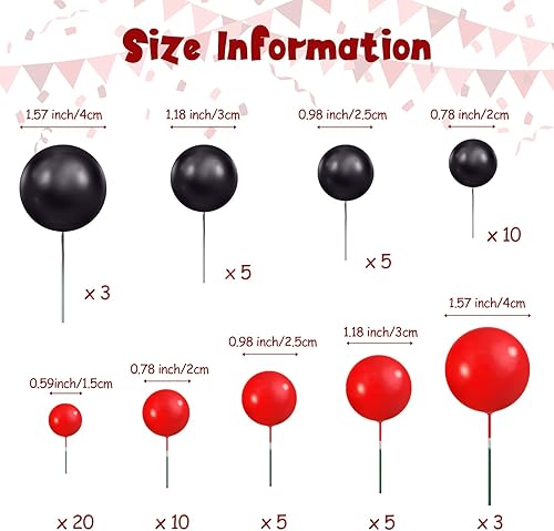 Miniatura 2 de 66 piezas de mini globos para decoración de tartas, bolas de perlas de imitación, palillos para tartas, decoración de pasteles para cumpleaños,