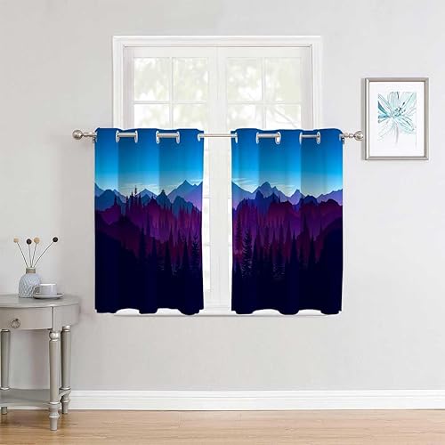 Miniatura 1 de Acoustic Curtains Scenic Landscape Thermal Door Cover Cortinas para Ventanas De Cuarto 63Inch Width by 80Inch Length,2 Panels