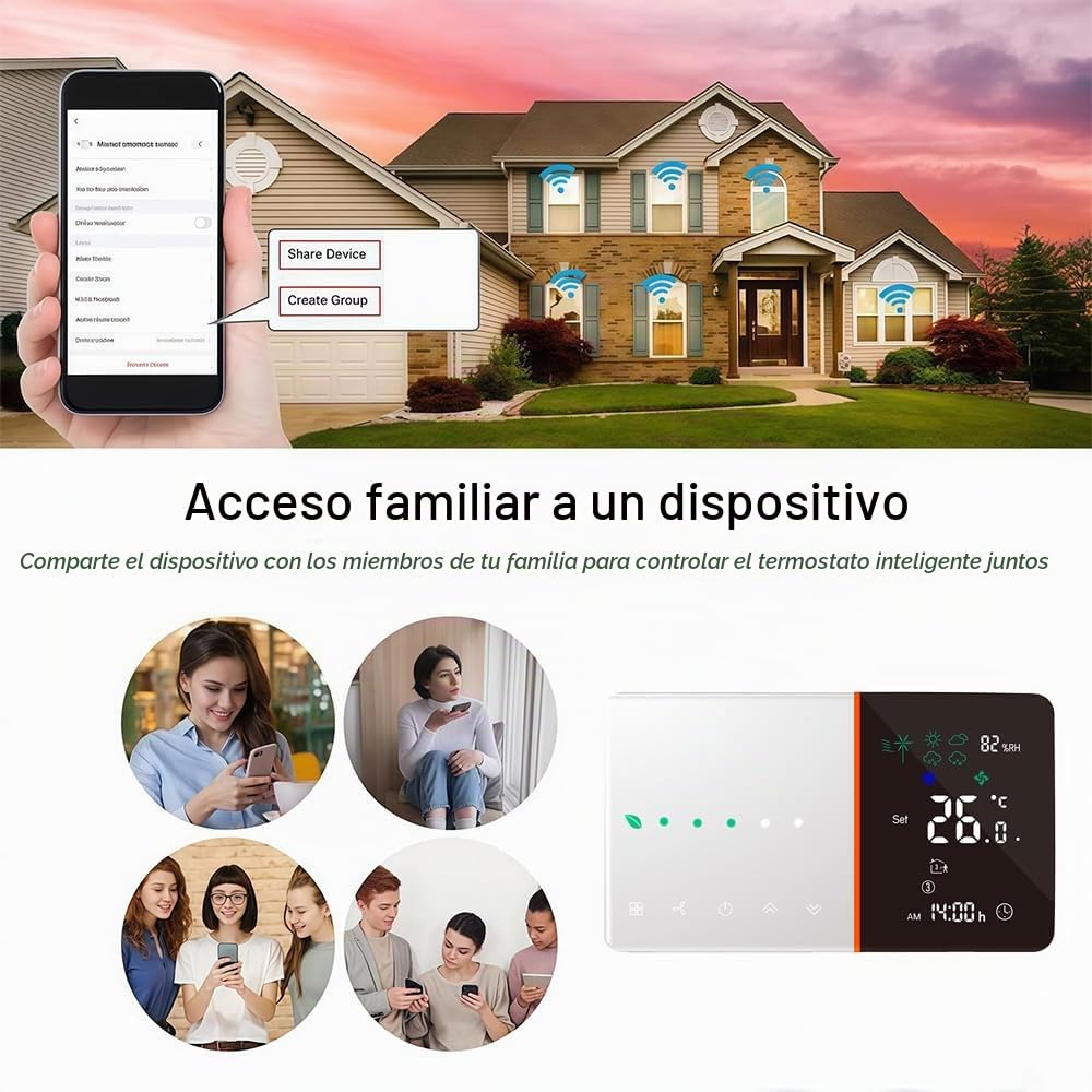 Wi-Fi Termostato - Serie 005 Termostato Programable | con Pantalla Táctil, Apto para Aire Acondicionado y Calefacción, Compatible con Alexa, Google Home e IFTTT