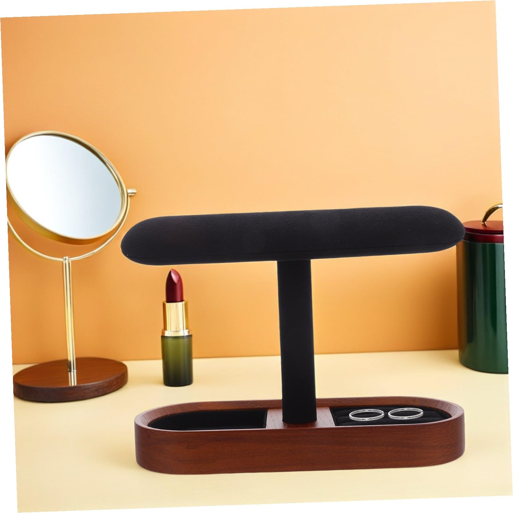 Toyvian Massiver Holz Uhrenständer mit T-bar Design und Flanellbeschichtung Stabiler Schmuckständer für Ringe und Manschettenknöpfe Vielseitig für Persönliche Sammlungen zu Hause