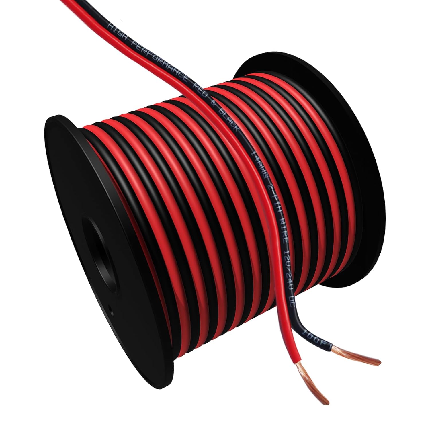 14AWG 2Conductor Red Black Cable 100FT Electrical Wire Cable LED Strips Extension Wire 12V/24V DC Cable Flexible Wire Extension Cord Copper Clad Aluminum Copper Wire