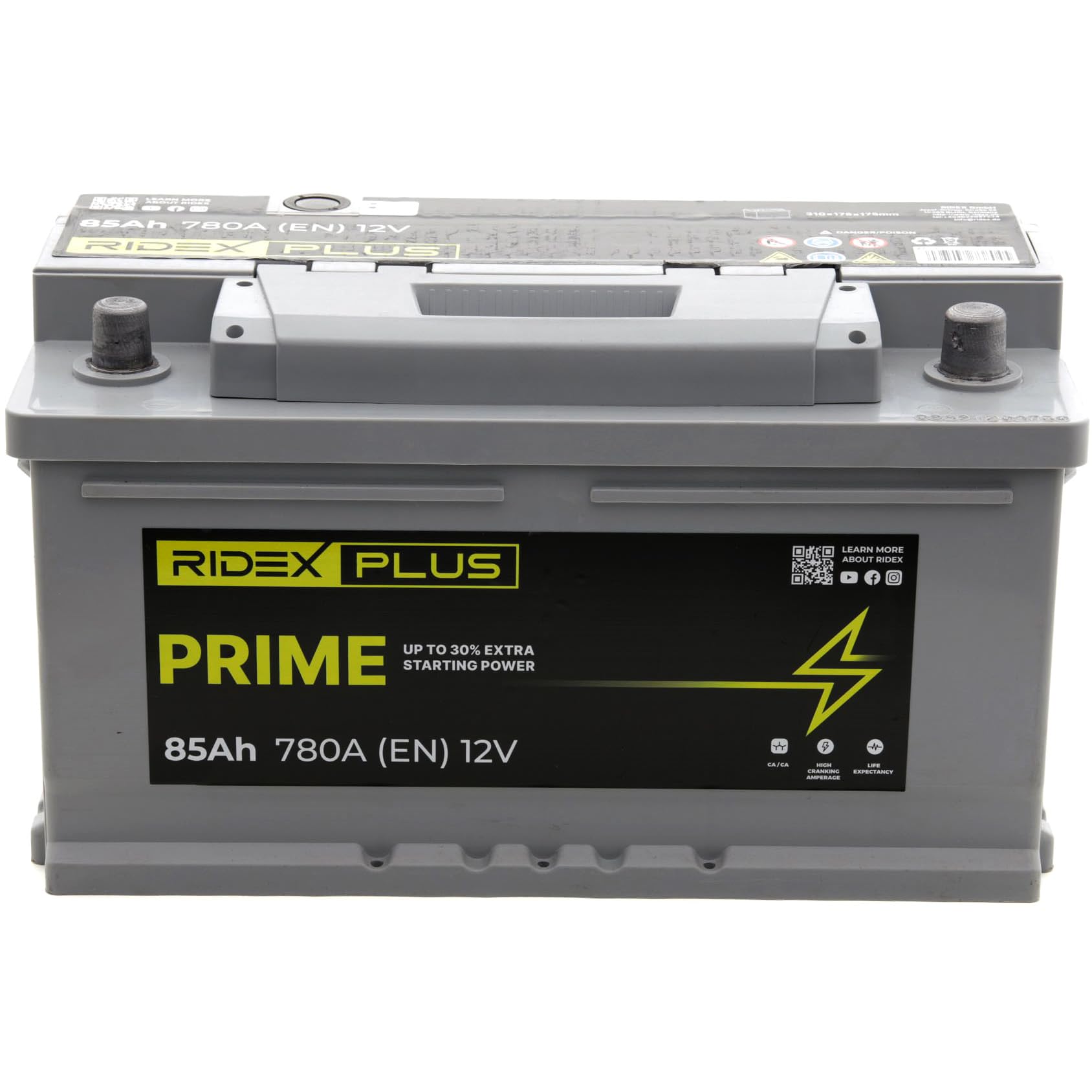 RIDEX PLUS 1S0027P Prime Batería Coche 85Ah 780A 12V B13 DIN/ISO LB4 Baterías de Arranque de 80Ah 75Ah 70Ah Compatible con FORD Fiesta Mk6 Hatchback CB1, CCN, JA8, JR8 MONDEO IV Turnier BA7, AUDI, VW