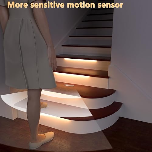 Miniatura 4 de Intelligent Motion Sensor Stair Lights Indoor, LED Step Lights Staircase Lighting Kit with Remote Control, 20.4 Inch Aluminum LED Light Bar,