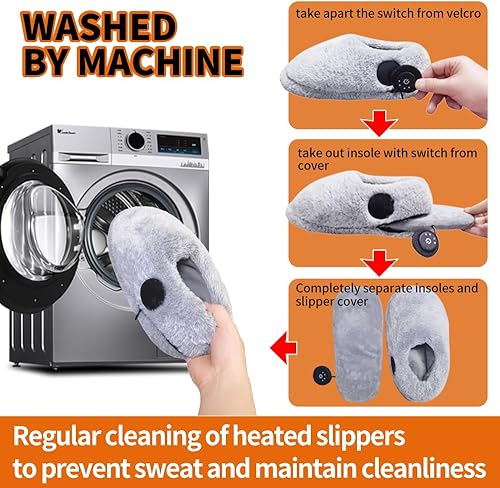 Miniatura 5 de Pantuflas térmicas para pies fríos, almohadilla térmica eléctrica portátil para mujer, recargable, 3.5-7 horas de calefacción, alimentadas por