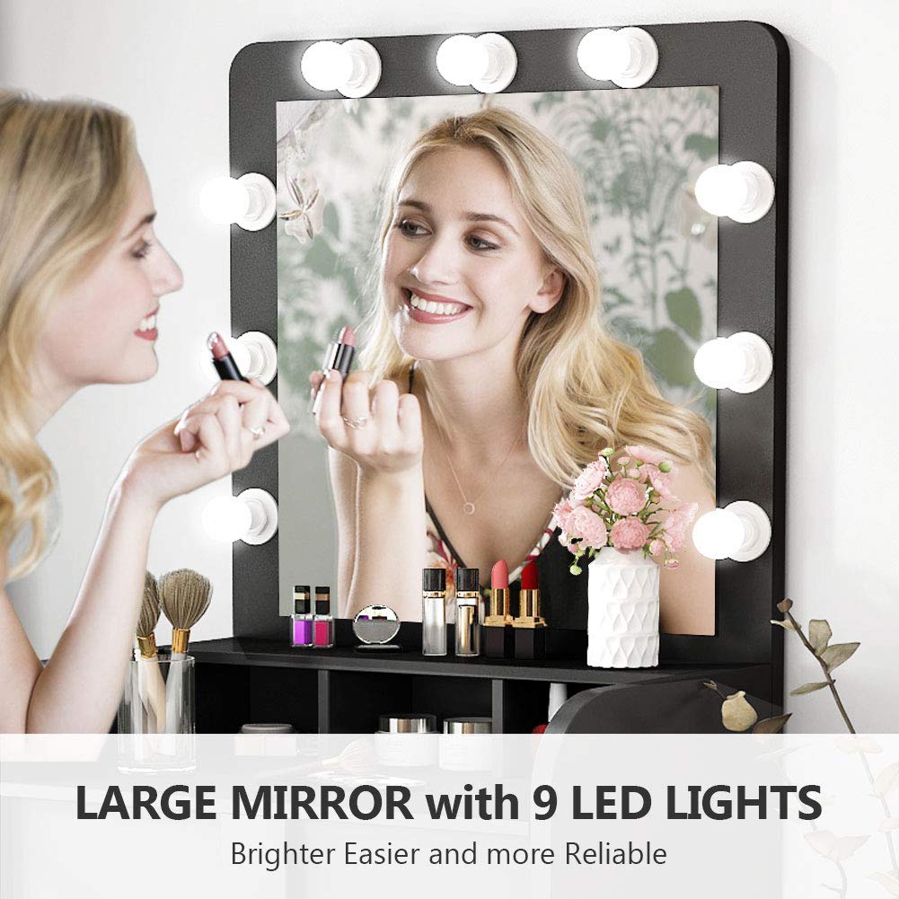 Tribesigns Vanity Table Set with Lighted Mirror, Makeup Vanity Dressing