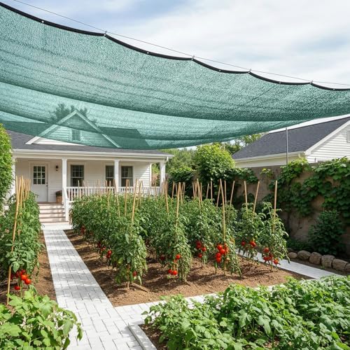 SUNNY GUARD 35-45% Sun Shade Cloth 10 x 20 FT Green HDPE Mesh Breathable Garden Shade Cover for Plants Vegetables Greenhouse Patio Chicken Coop & Dog Kennel