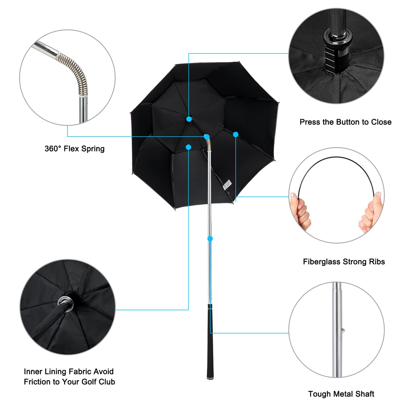 G4Free Golfschirm Golfschläger Schutzschirm Golftasche Sonnenschutz Regenschirm Golfausrüstung wasserdichte Stockschirme