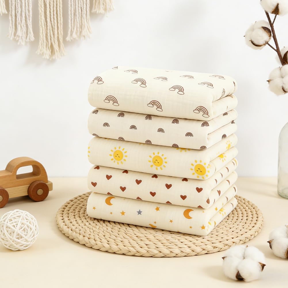 Mussole Neonato 100% Cotone Assorbenti Traspiranti 25x50 cm 6 Pezzi