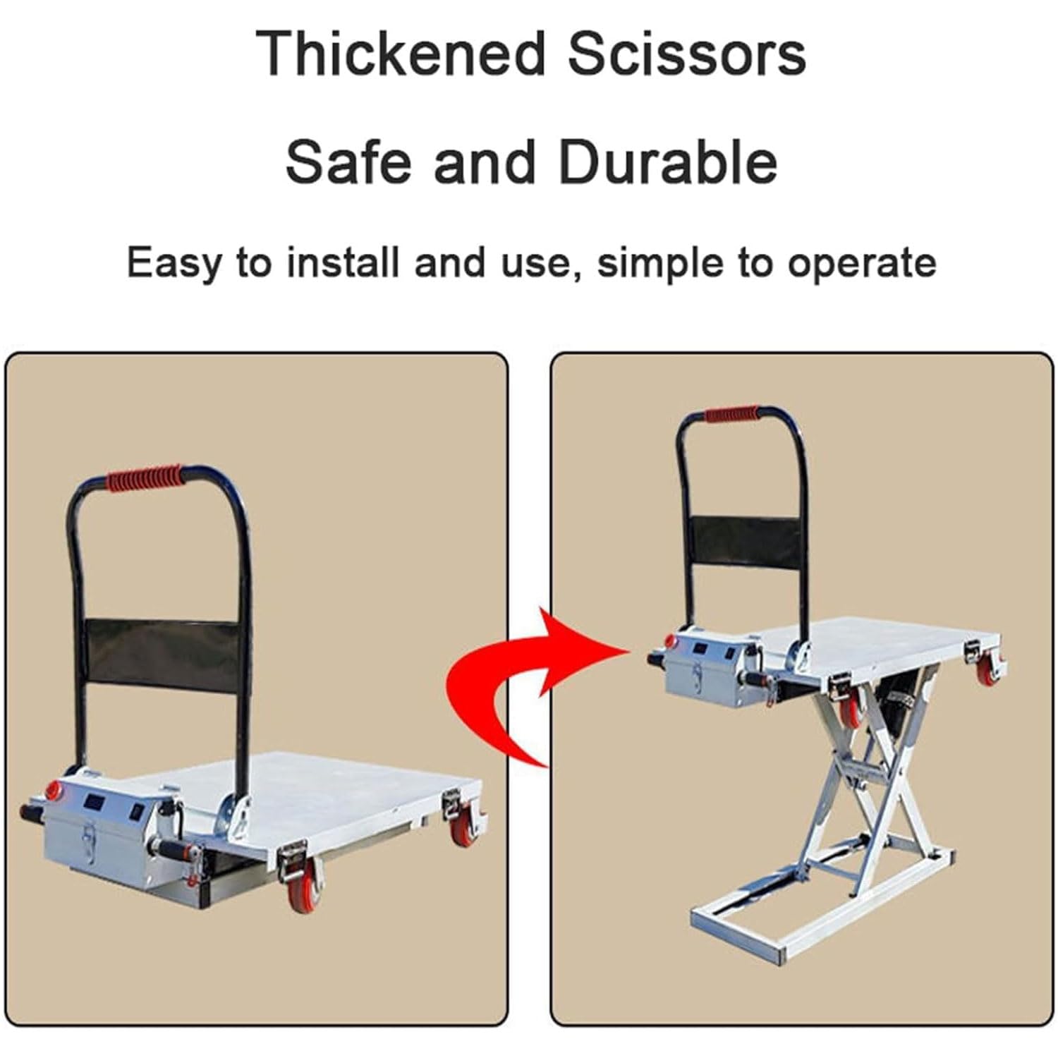 Carrello elevatore idraulico portatile, larghezza 70 cm, capacità di carico 300 kg, altezza di sollevamento 98 cm, 4 ruote, ideale per magazzino e logistica