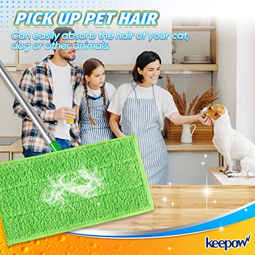 Keepow Dry Sweeping Cloths For Swiffer Sweeper, Reusable & Washable Microfiber Mop Pads Refills, Wet Mopping Cloths For Hard-Surface/Hardwood Floor Cleaning, 4-Pack (Mop Is Not Included) #TOP3