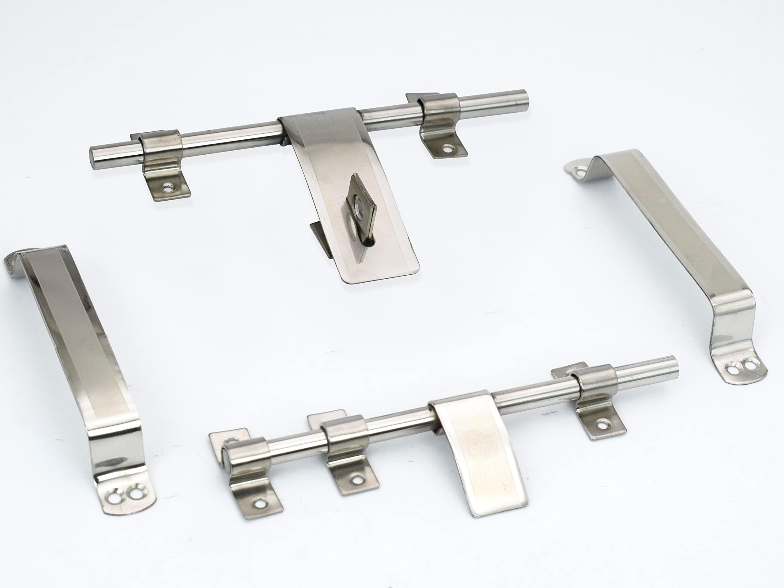 RAB Door Kit 8" Inch Stainless Steel (1-Aldrop, 1-Latch, 4-Handle, Code:- Laher, Size:- 8"-2mm)