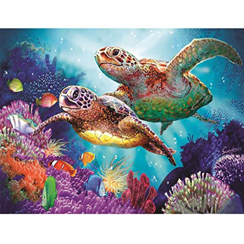 TiTCool 5D Diamond Painting by Number Kits, New Two Turtles Partial Drill 40X30CM, Diamond Embroidery Arts Pasted Craft DIY Home Decor