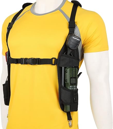 Miniatura 3 de Funda universal de doble radio para hombro, arnés de pecho, arnés de radio de dos vías, soporte de radio de hombro, funda de radio para bomberos,