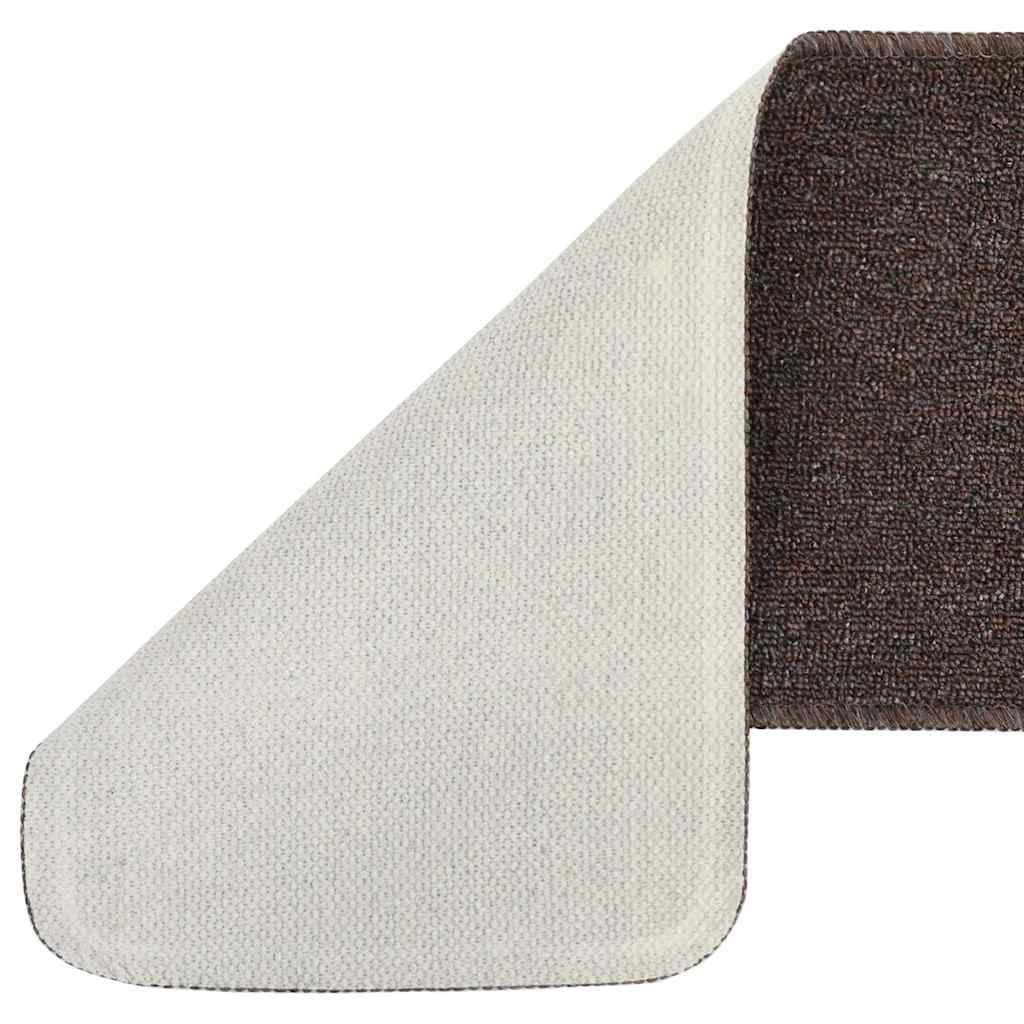 SYDE Maty schodowe 15 sztuk brązowe 75x20 cm | Antypoślizgowe, lateksowe plecy, można prać w pralce, ochrona przed zarysowaniami