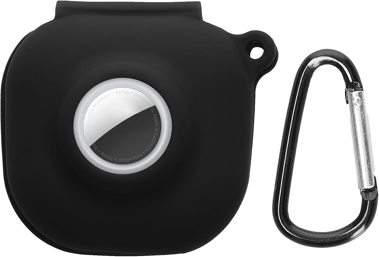 kwmobile Cover for Beats Fit Pro Case - Silicone Cover for Earbuds Charging Case with Carabiner Clip - Compatible with Airtag - Black