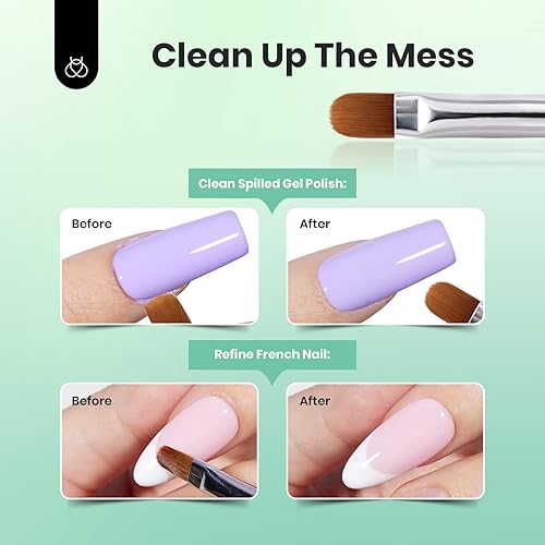 Miniatura 3 de Beetles - Cepillo de uñas de gel, herramienta de diseño de pintura 2 en 1, pincel de limpieza de manicura francesa de doble extremo para limpieza y