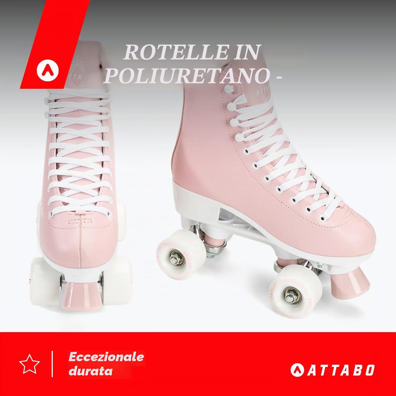 ATTABO Serena Pattini a rotelle da donna Regolazione taglia EU ABEC-3 Lama in alluminio Tomaia in pelle 82A 36-41EU