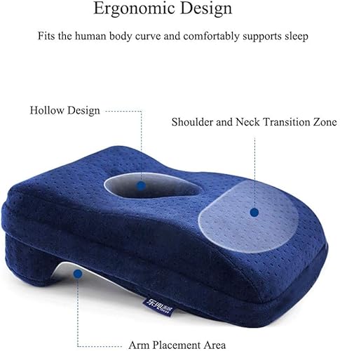 Miniatura 3 de BOLLAER Cojín de almohada para dormir para la siesta para la oficina, espuma viscoelástica de rebote lento boca abajo, cojín de escritorio para la