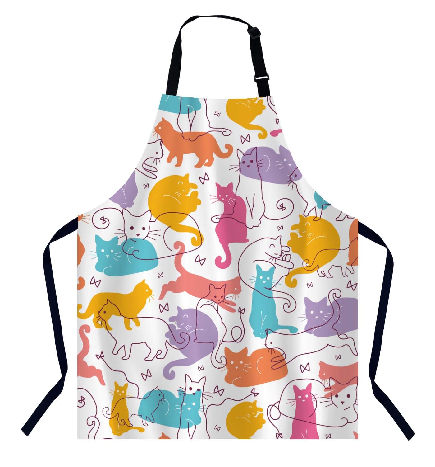 BGBDEIA Colorful Cats Chefs Apron, Cooking and Baking Apron for Men and Women, Kitchen Apron, Butchers Apron, BBQ & Catering Bibs