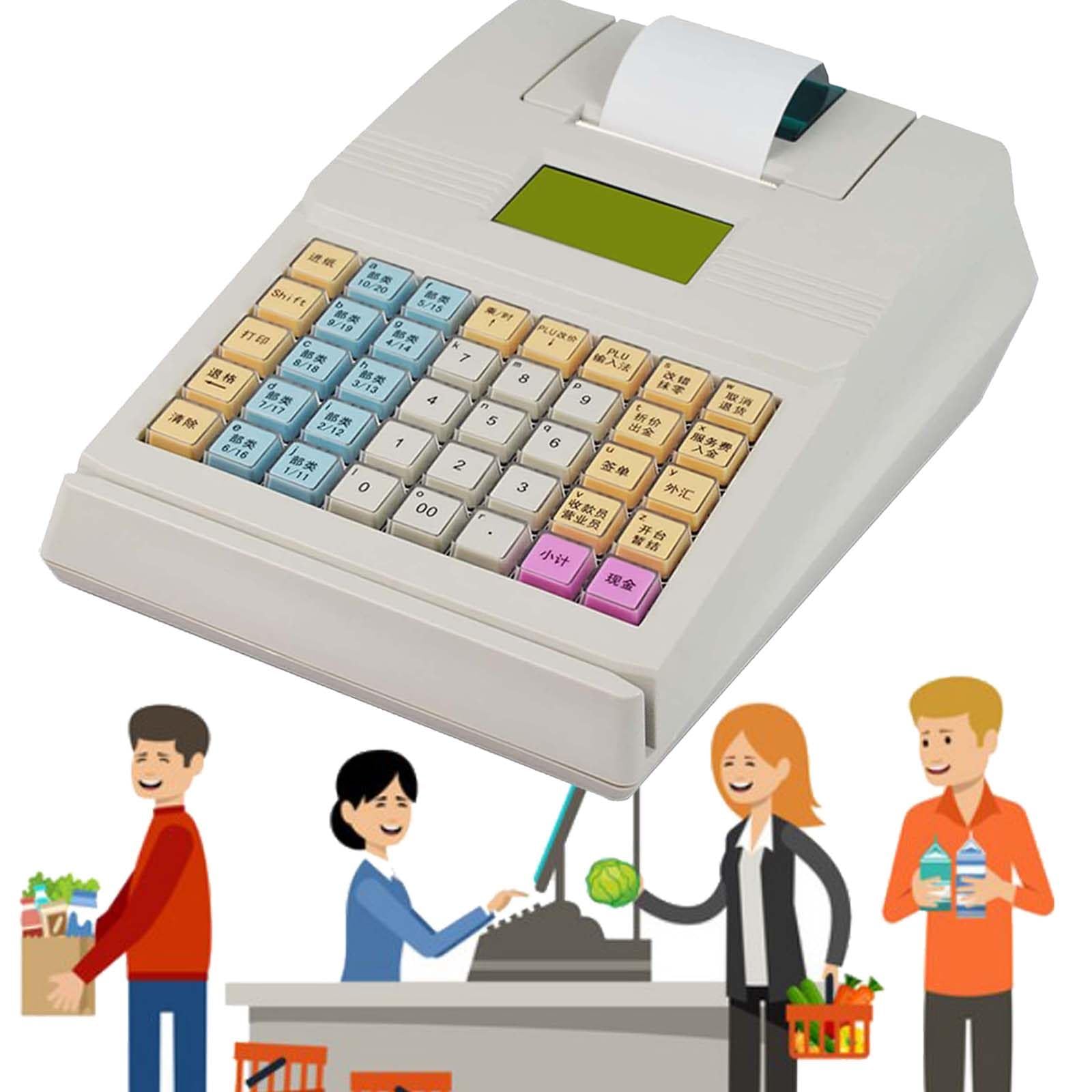 Sistema Registratori di Cassa elettronici, con Stampante Termica, Registratore di Cassa Multifunzionale Commerciale, Registratore di Cassa con Schermo