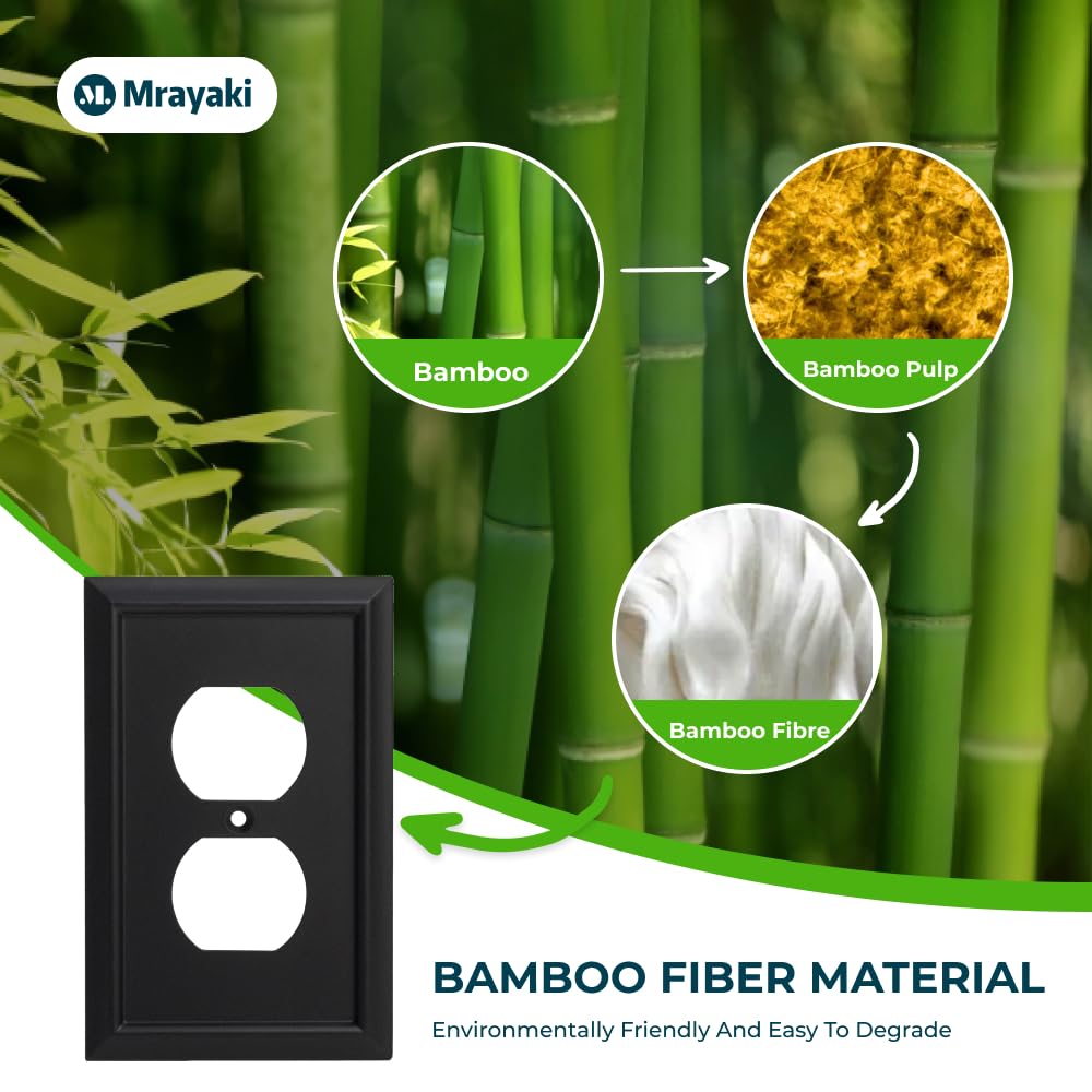 Black Bamboo Outlet Covers - Stylish & Durable Wall Plates -4