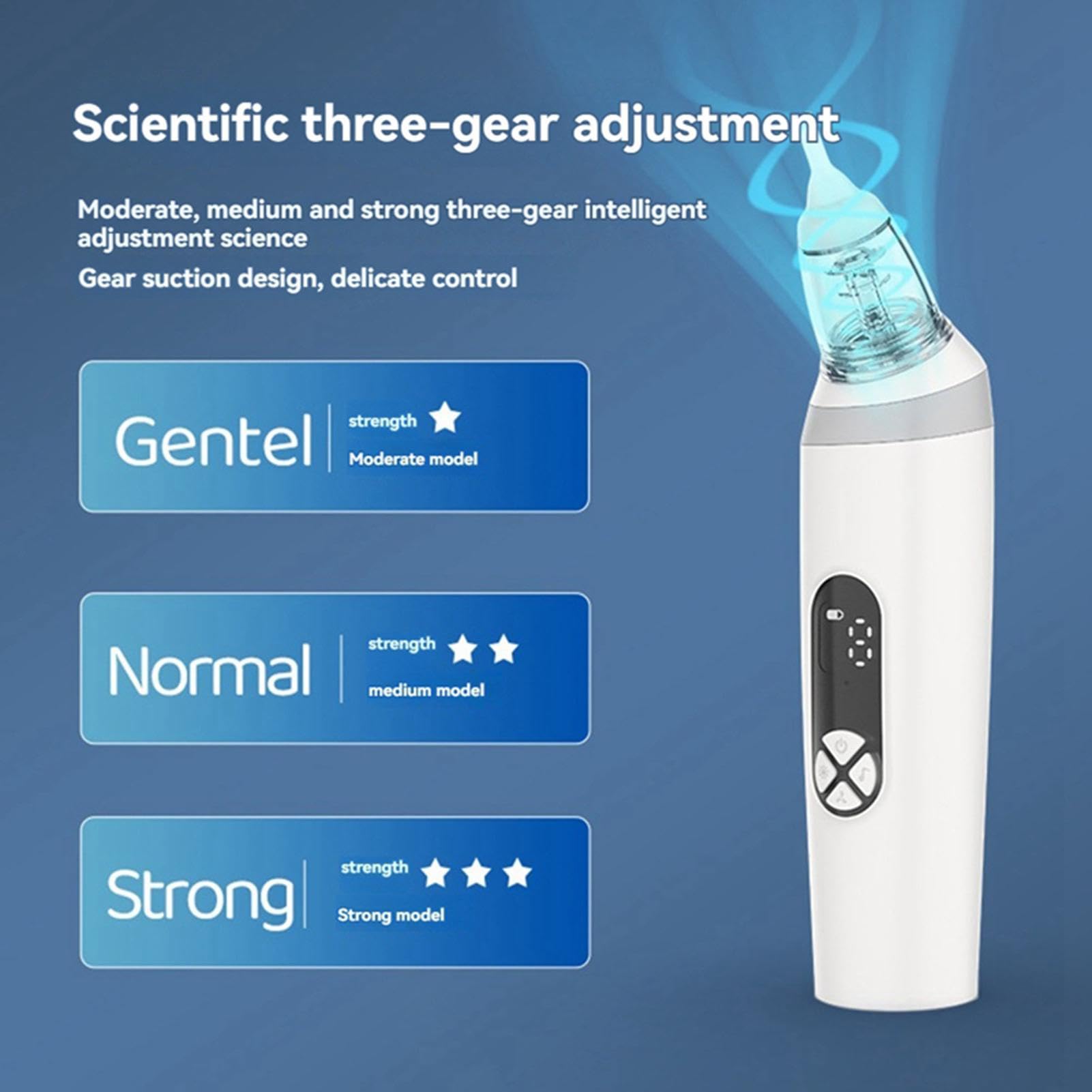 Nasensauger, geräuscharm, ergonomisch, elektrisch, mit 3 Saugstufen, Nasensauger mit starker Saugkraft, für Kinder und Erwachsene