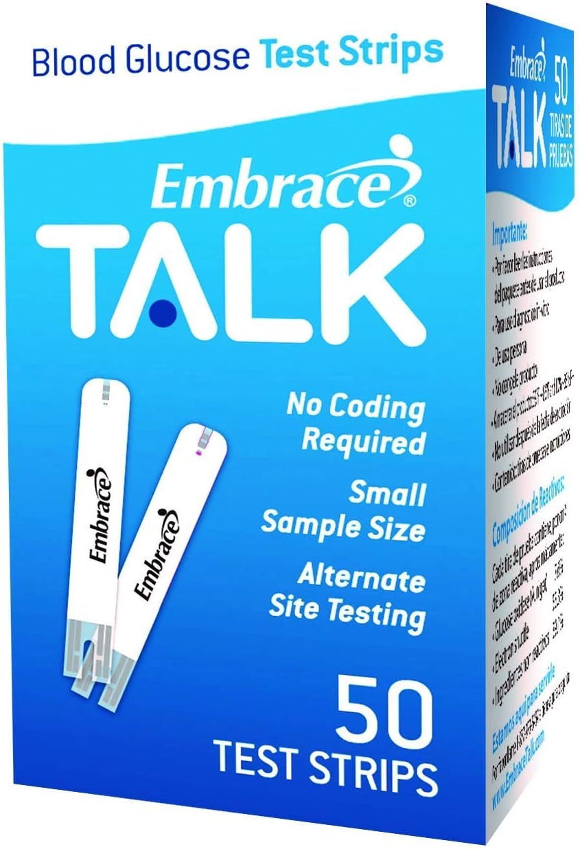 Embrace Talk Blood Glucose Test Strips 50ct : Health & Household