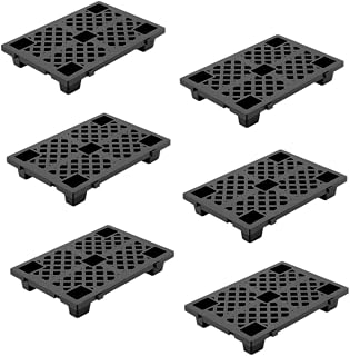 6 Pcs Plastic Pallets for Basement Storage, 23.6''X15.8''X3.9'' Lightweight Waterproof Floor Pallet with Breathable Grid, Nestable Interlocking Storage Pad for Garages, Kitchen, Basement