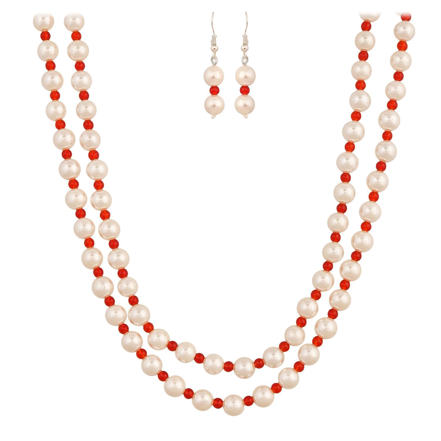 See full amazon price history chart for Ratnavali Jewels Imitation Pearl 8MM Bead Size Dual Strand Necklace Pearl Moti Mala Jewellery Set with Earrings for Women Girls-Red Ratnavali Jewels Imitation Pearl 8MM Bead Size Dual Strand Necklace Pearl Moti Mala Jewellery Set with Earrings for Women Girls-Red (B0CW3DZVKV) Amazon Price History, Amazon Price Tracker