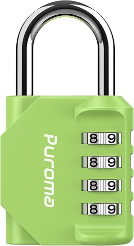 Miniatura 39 de Puroma 1 Paquete Candado de Combinación para Casillero de 4 Dígitos Impermeable para Exteriores, Escuela, Gimnasio, Deportes, Cerca, Caja de