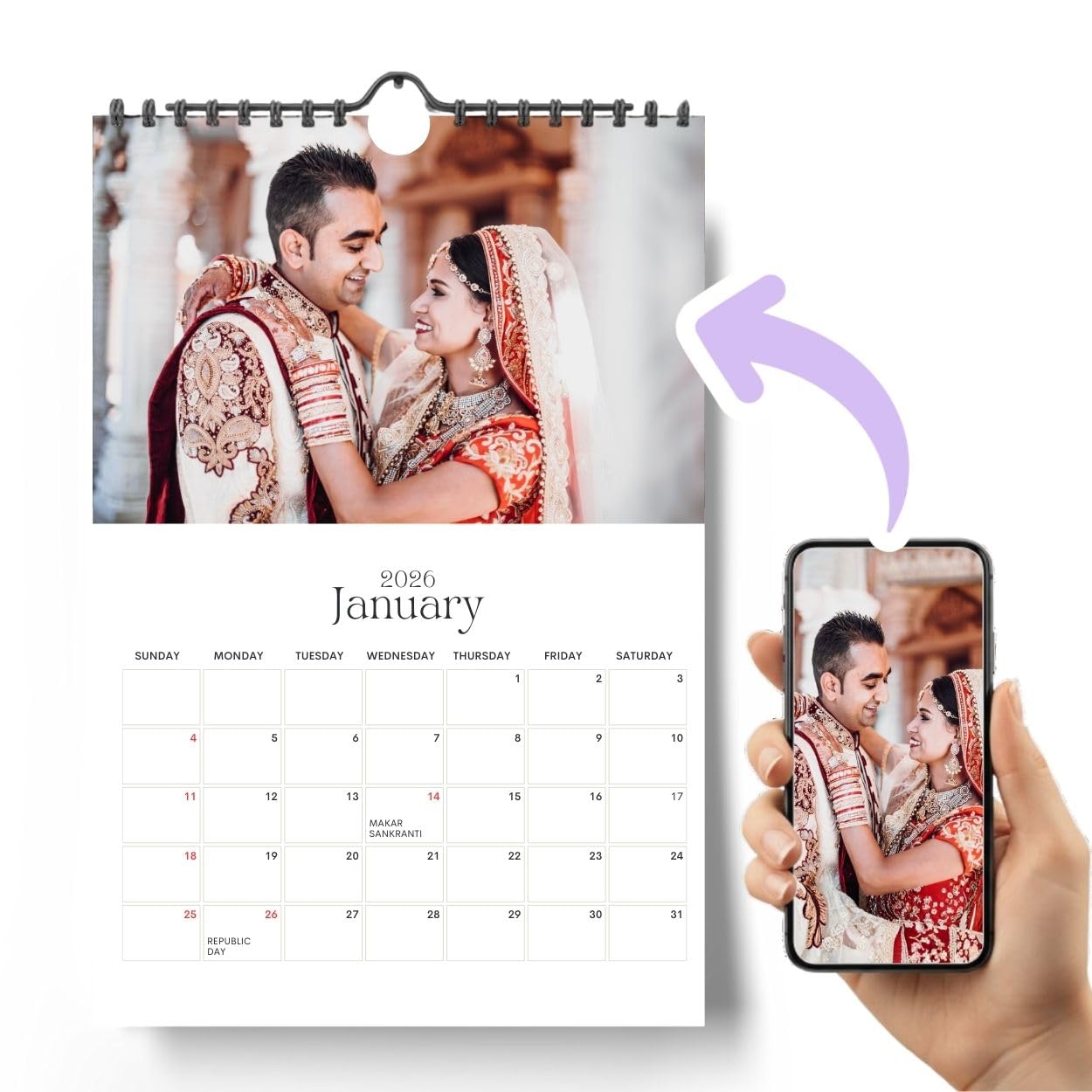 Good Hope Personalized Wall Calendar 2026 Planner From January 2026 to December 2026 Month Big Size Large 8x12 inch A4 Paper Customised 12 Photographs Family Couple Friends Gift For Valentine , Horizontal & Vertical-image-43