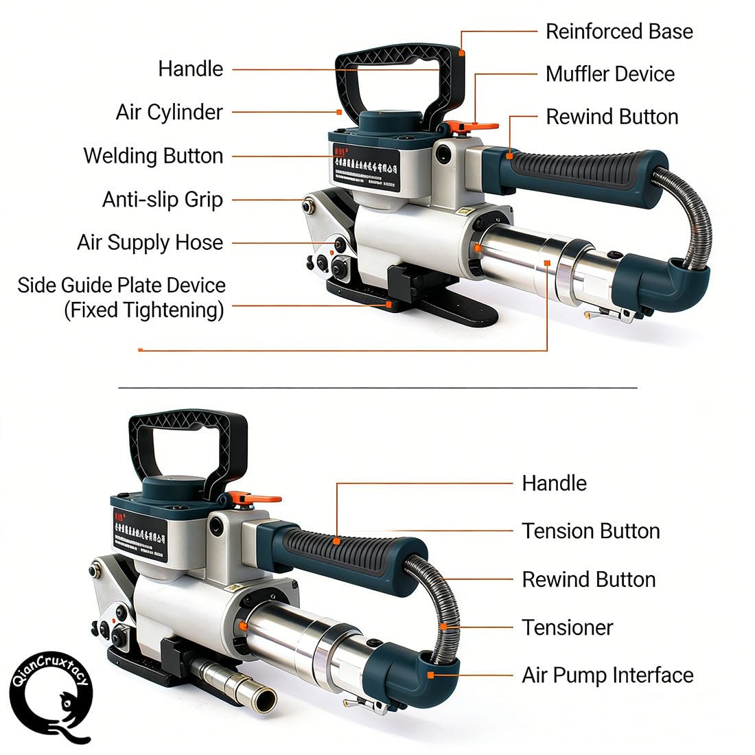 Máquina Flejadora Neumática Portátil Automática, Presión Máxima De 0.8 Mpa, Tiempo De Soldadura Ajustable De 2-5 Segundos, Ideal para Cartón, Madera Y Sectores Industriales