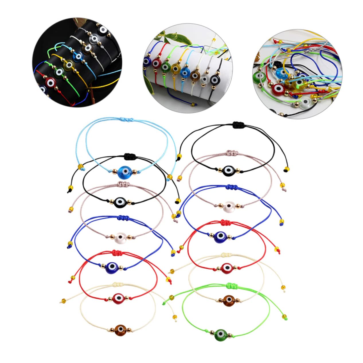 Beaupretty 60piezas Pulsera Ajustable De Ojo Turco Joyería De Amuleto Para Hombres Mujeres y Niño Niña Para y Uso Diario